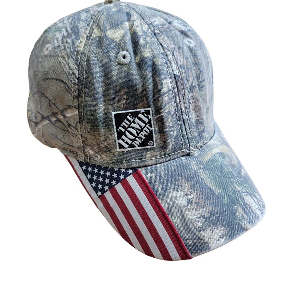 Dri-Duck Home Depot Camo Strapback Hat American Flag Bill Camouflage Cap One